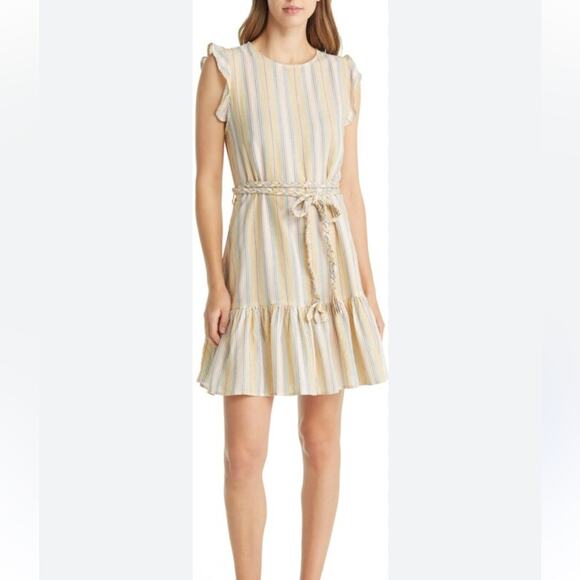 Marine Layer Striped Mini Dress - Cream and Blue - Picture 1 of 8